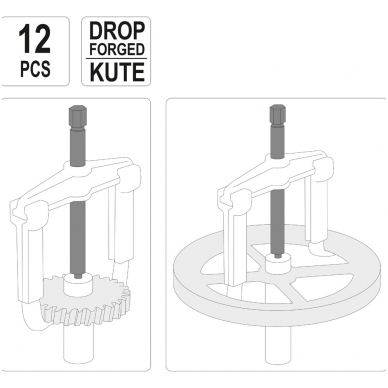 12 dalių nuėmėjų komplektas, 2 ir 3 kojų 100-200-250 mm. 3 12 dalių nuėmėjų komplektas, 2 ir 3 kojų 100-200-250 mm. 3