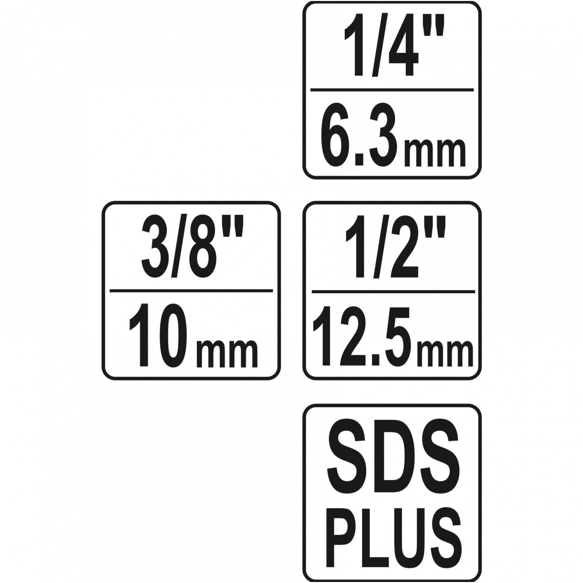 Adapterių rinkinys - SDS - išoriniai kvadratai 6,3 mm 3 vnt 4 Adapterių rinkinys - SDS - išoriniai kvadratai 6,3 mm 3 vnt 4