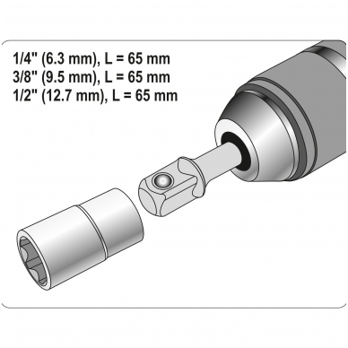 Adapterių rinkinys - SDS - išoriniai kvadratai 6,3 mm 3 vnt 3 Adapterių rinkinys - SDS - išoriniai kvadratai 6,3 mm 3 vnt 3