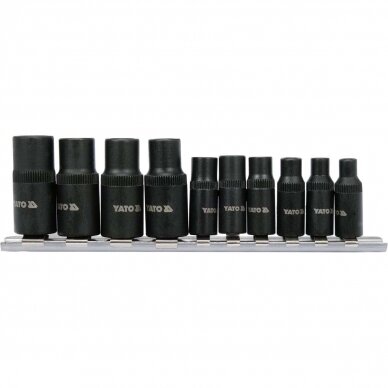 Adapterių rinkinys sriegikliams 6,3mm. (1/4") 10mm. (3/8") 10vnt. 2 Adapterių rinkinys sriegikliams 6,3mm. (1/4") 10mm. (3/8") 10vnt. 2