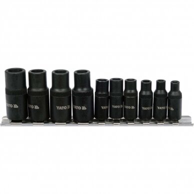 Adapterių rinkinys sriegikliams 6,3mm. (1/4") 10mm. (3/8") 10vnt. 1 Adapterių rinkinys sriegikliams 6,3mm. (1/4") 10mm. (3/8") 10vnt. 1