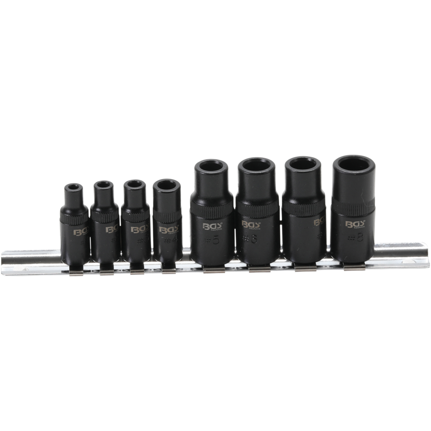 Adapterių rinkinys sriegikliams 6,3mm (1/4") - 10mm (3/8") 8vnt. Adapterių rinkinys sriegikliams 6,3mm (1/4") - 10mm (3/8") 8vnt.