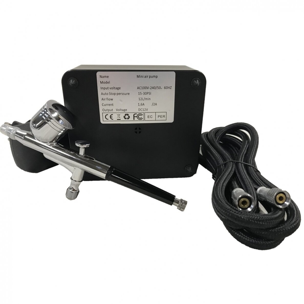 Aerografas su kompresorium neautomatinio tipo 12V 12L/min 2 Aerografas su kompresorium neautomatinio tipo 12V 12L/min 2
