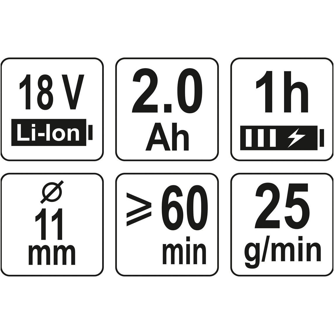 Akumuliatorinis klijavimo pistoletas 11mm. 15 sek. 18V 3 Akumuliatorinis klijavimo pistoletas 11mm. 15 sek. 18V 3