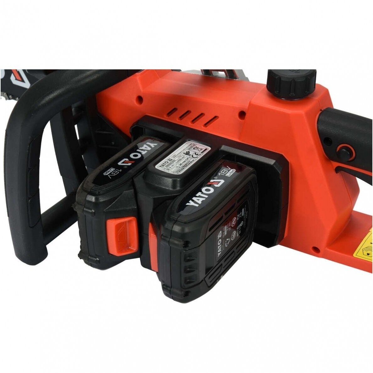 Akumuliatorinis grandininis pjūklas 14′′,2 baterijos 36V=2 X 18V, 2 x 2,0AH 4 Akumuliatorinis grandininis pjūklas 14′′,2 baterijos 36V=2 X 18V, 2 x 2,0AH 4