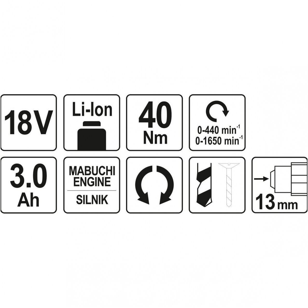 Akumuliatorinis gręžtuvas / suktukas LI- ION 18V 2 akumuliatoriai 7 Akumuliatorinis gręžtuvas / suktukas LI- ION 18V 2 akumuliatoriai 7
