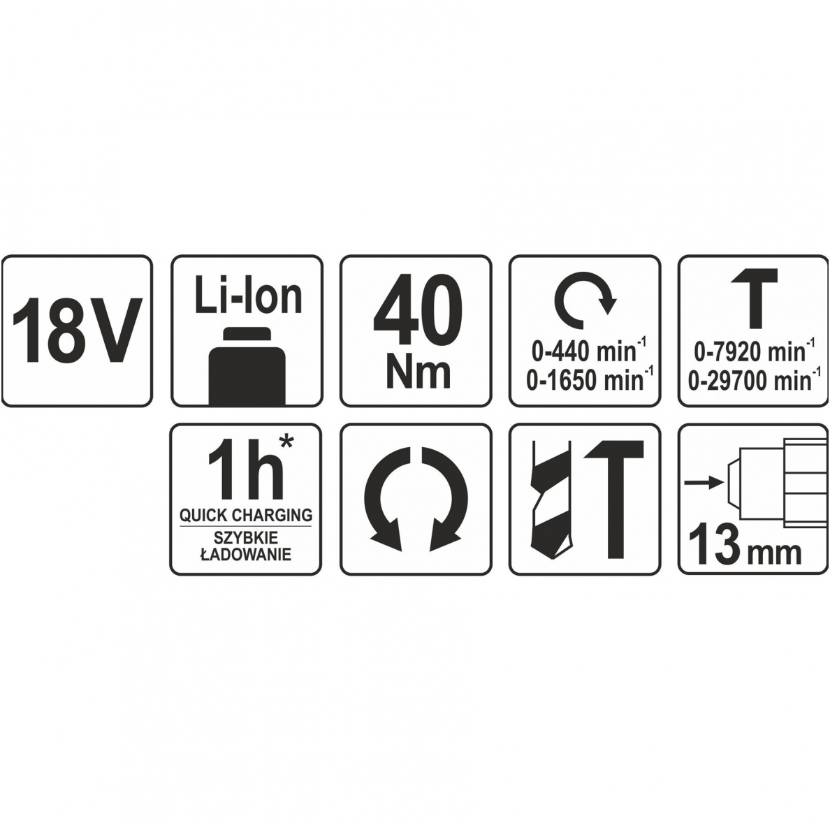Akumuliatorinis smūginis gręžtuvas - suktukas 13 mm, 18V be akumuliatoriaus 5