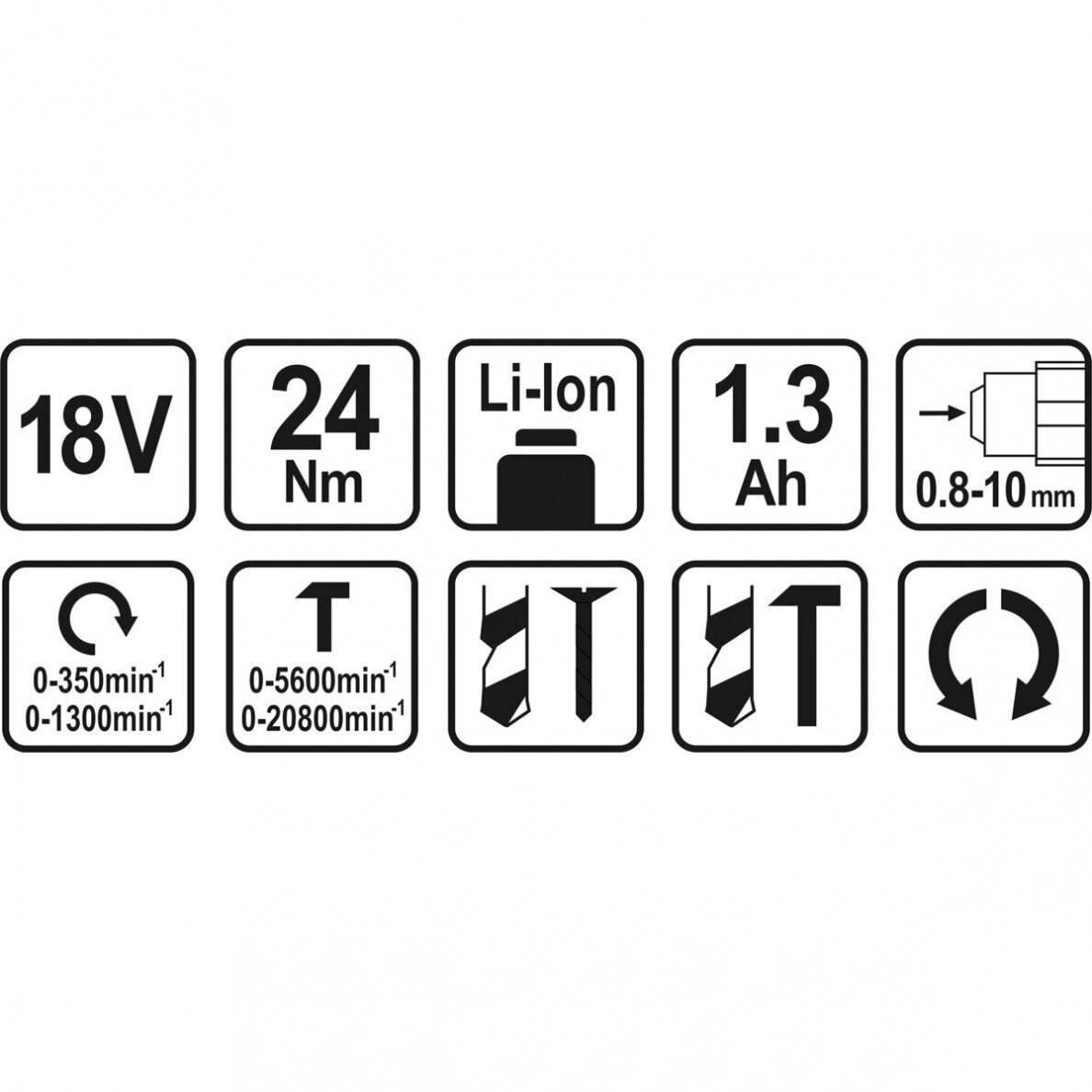 Akumuliatorinis smūginis gręžtuvas / suktukas 18V + 1 X AKUM. 1,3AH LI-ION 5 Akumuliatorinis smūginis gręžtuvas / suktukas 18V + 1 X AKUM. 1,3AH LI-ION 5