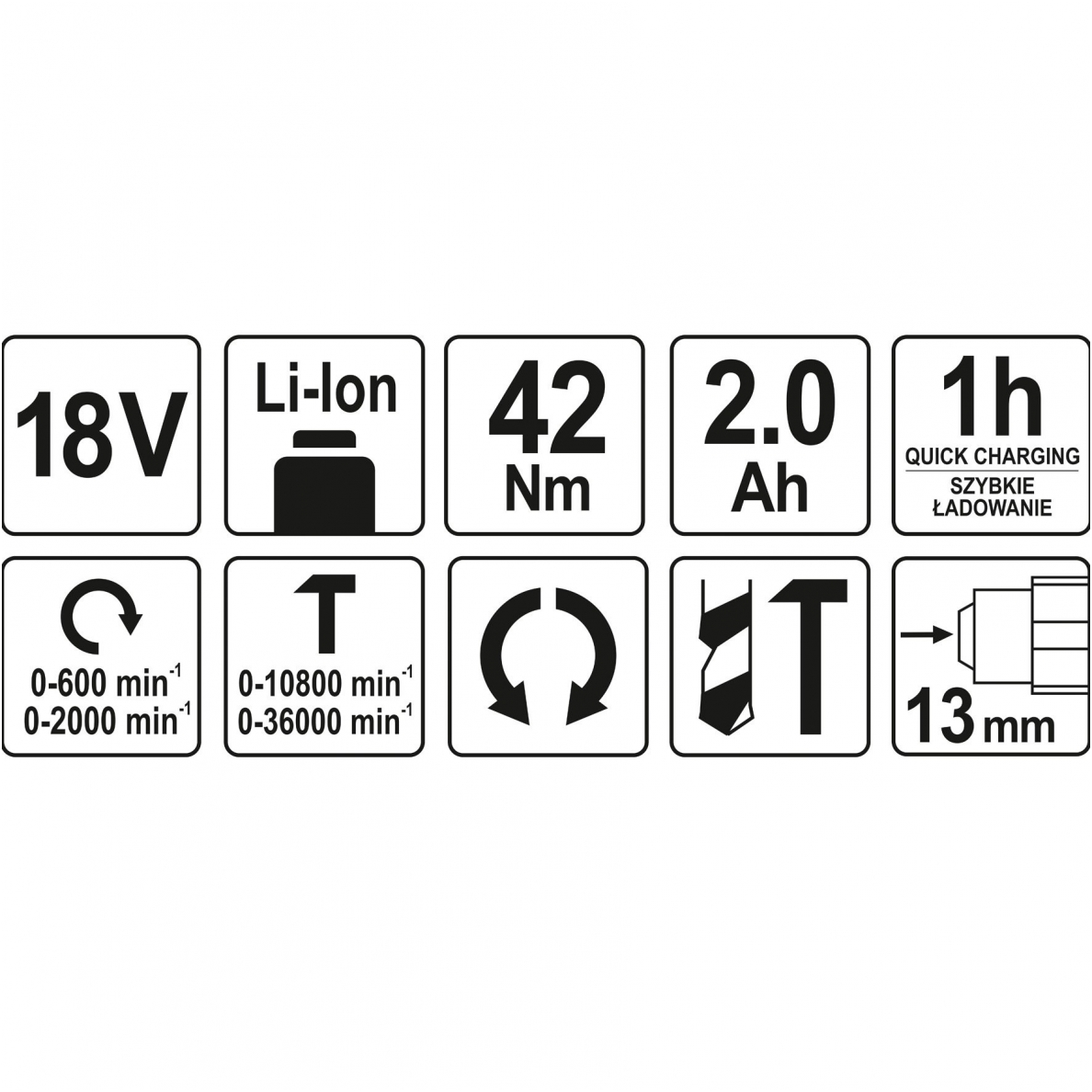 Akumuliatorinis smūginis gręžtuvas - suktukas bešepetėlinis, LI- ION 18V 2,0AH 5