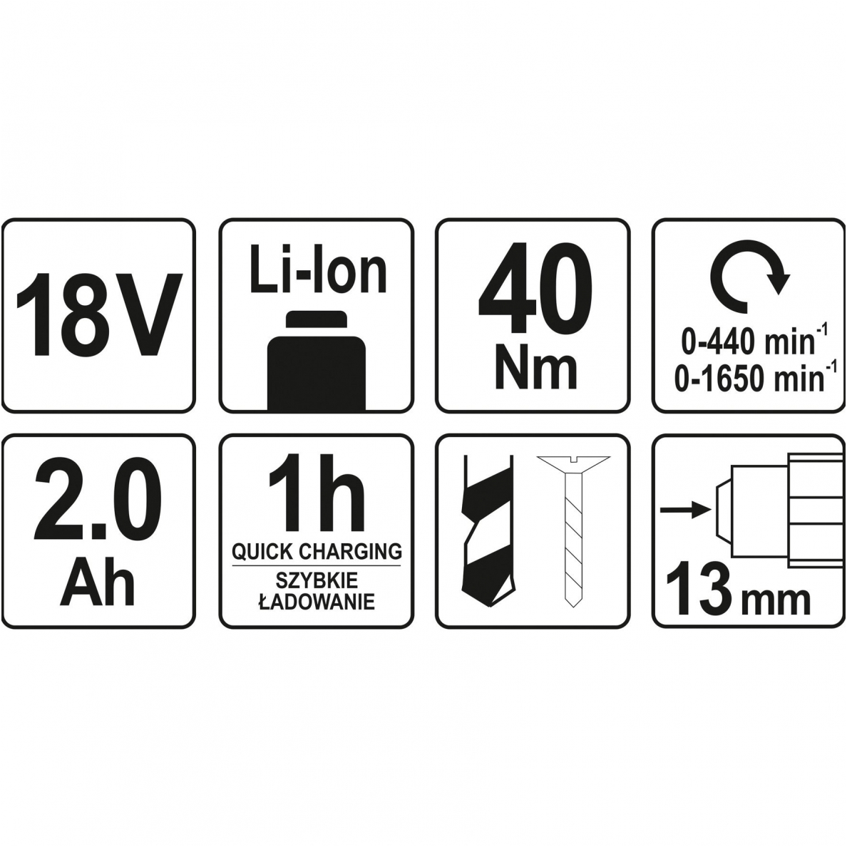 Akumuliatorinis suktukas gręžtuvas LI- ION 18V 2 greičiai 5