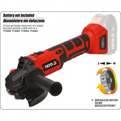 Akumuliatorinis kampinis šlifuoklis be baterijos su greičio reguliavimu 125mm. 18V Akumuliatorinis kampinis šlifuoklis be baterijos su greičio reguliavimu 125mm. 18V