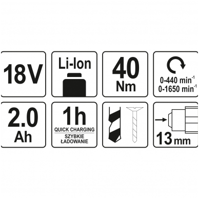Akumuliatorinis suktukas gręžtuvas LI- ION 18V 2 greičiai 5 Akumuliatorinis suktukas gręžtuvas LI- ION 18V 2 greičiai 5