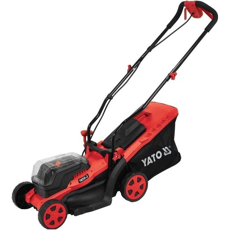 Akumuliatorinė stumdoma žoliapjovė 36V=2 X 18V (2 x 2,0AH) Akumuliatorinė stumdoma žoliapjovė 36V=2 X 18V (2 x 2,0AH)