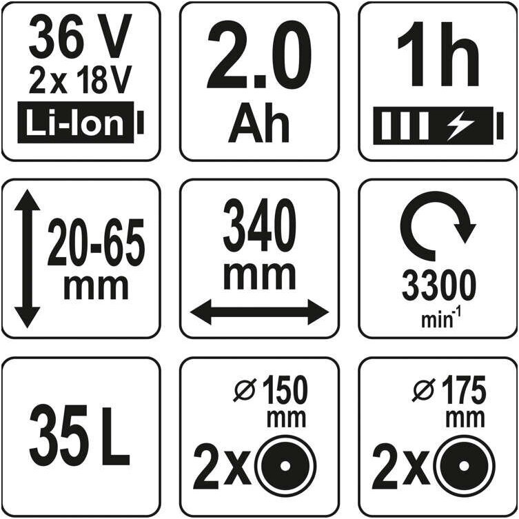 Akumuliatorinė stumdoma žoliapjovė 36V=2 X 18V (2 x 2,0AH) 5 Akumuliatorinė stumdoma žoliapjovė 36V=2 X 18V (2 x 2,0AH) 5