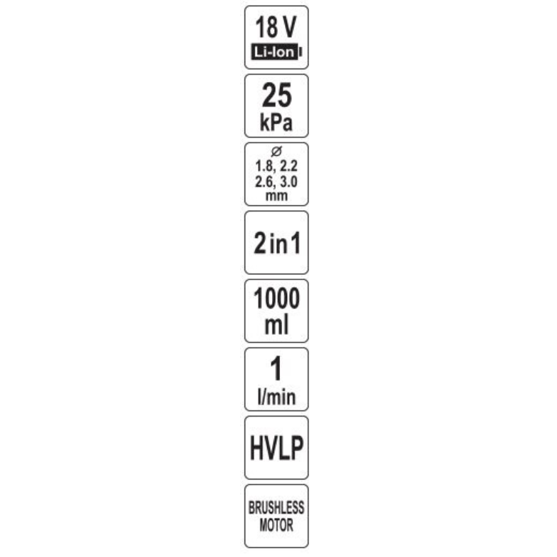 Akumuliatorinis dažų purkštuvas HVLP 18 V (be baterijos) 9 Akumuliatorinis dažų purkštuvas HVLP 18 V (be baterijos) 9