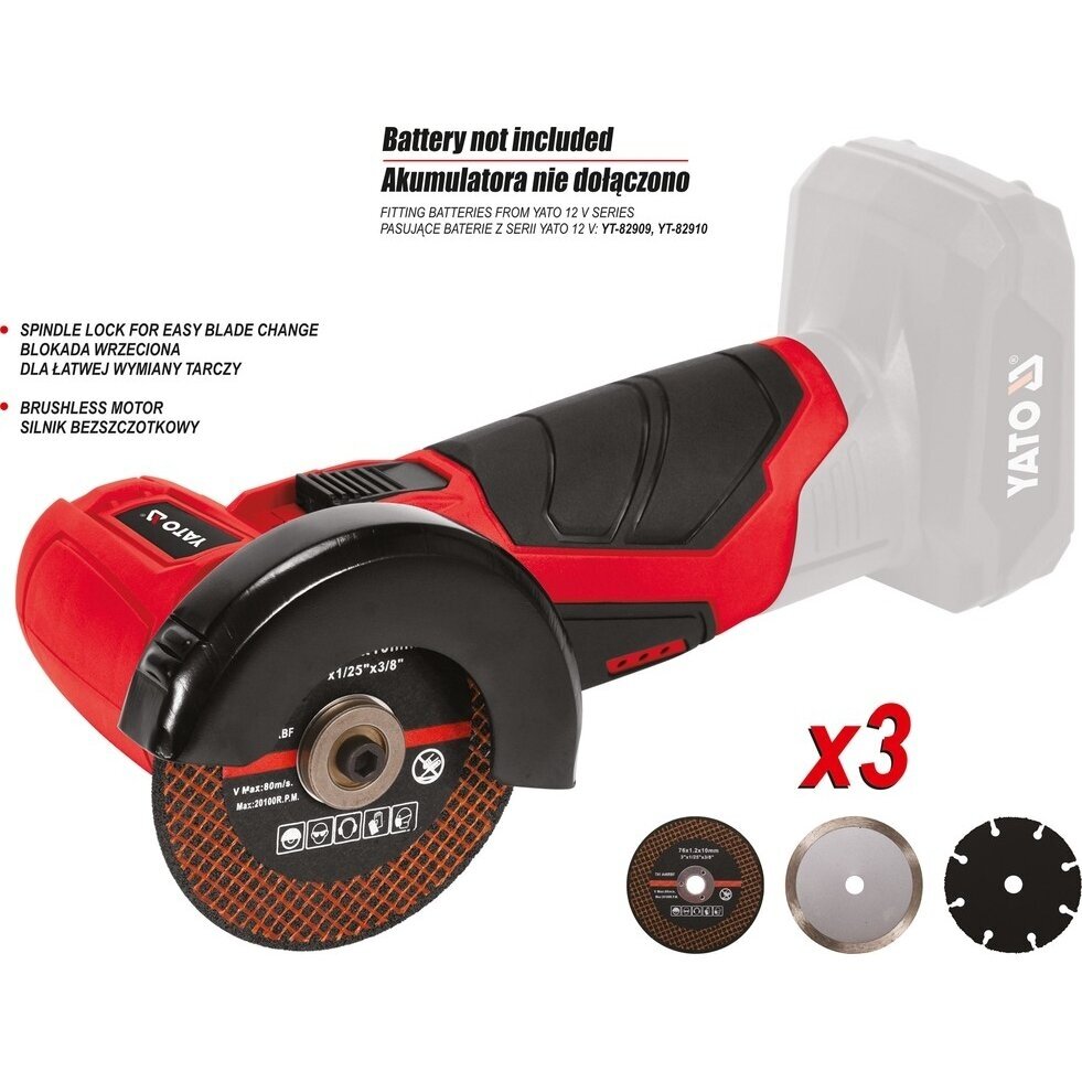 Akumuliatorinis bešepetėlinis pjoviklis 76mm. be baterijos Akumuliatorinis bešepetėlinis pjoviklis 76mm. be baterijos
