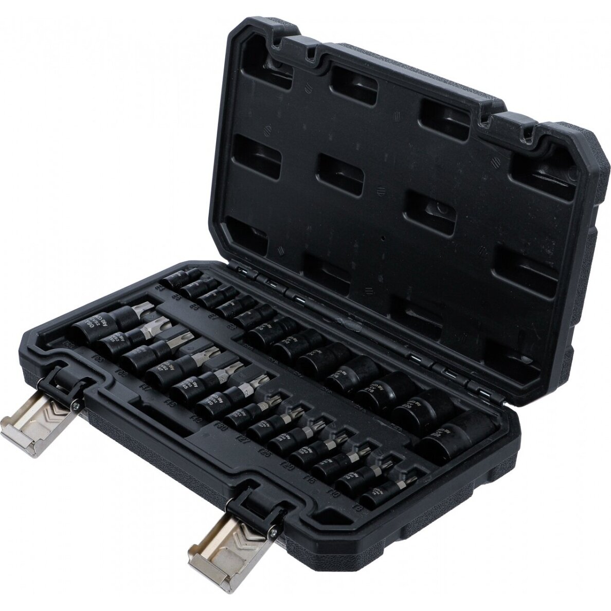 Antgalių ir galvučių rinkinys 6.3 mm (1/4"), 10 mm. (3/8"), 12.5 mm (1/2")  E-Star / T-Star (Torx)  25 vnt. 3