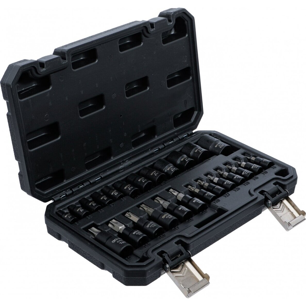 Antgalių ir galvučių rinkinys 6.3 mm (1/4"), 10 mm. (3/8"), 12.5 mm (1/2") E-Star / T-Star (Torx) 25 vnt. 2 Antgalių ir galvučių rinkinys 6.3 mm (1/4"), 10 mm. (3/8"), 12.5 mm (1/2") E-Star / T-Star (Torx) 25 vnt. 2