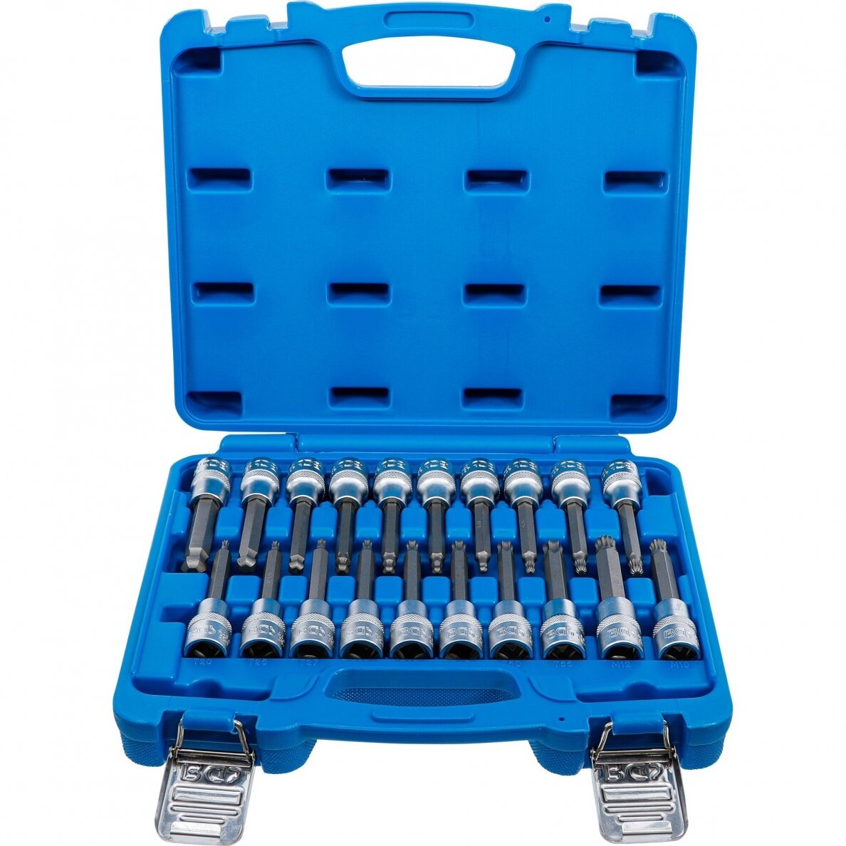 Antgalių rinkinys 12.5mm. (1/2") Hex / T-Star (Torx) / Spline (XZN) šarnyriniai 20vnt. 1 Antgalių rinkinys 12.5mm. (1/2") Hex / T-Star (Torx) / Spline (XZN) šarnyriniai 20vnt. 1
