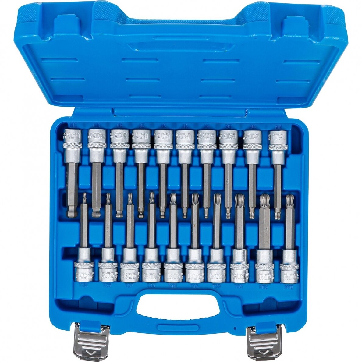 Antgalių rinkinys 12.5mm. (1/2") Hex / T-Star (Torx) / Spline (XZN) šarnyriniai 20vnt. 3 Antgalių rinkinys 12.5mm. (1/2") Hex / T-Star (Torx) / Spline (XZN) šarnyriniai 20vnt. 3