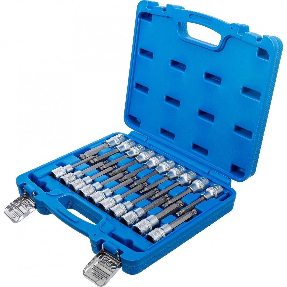 Antgalių rinkinys 12.5mm. (1/2") Hex / T-Star (Torx) / Spline (XZN) šarnyriniai 20vnt. Antgalių rinkinys 12.5mm. (1/2") Hex / T-Star (Torx) / Spline (XZN) šarnyriniai 20vnt.
