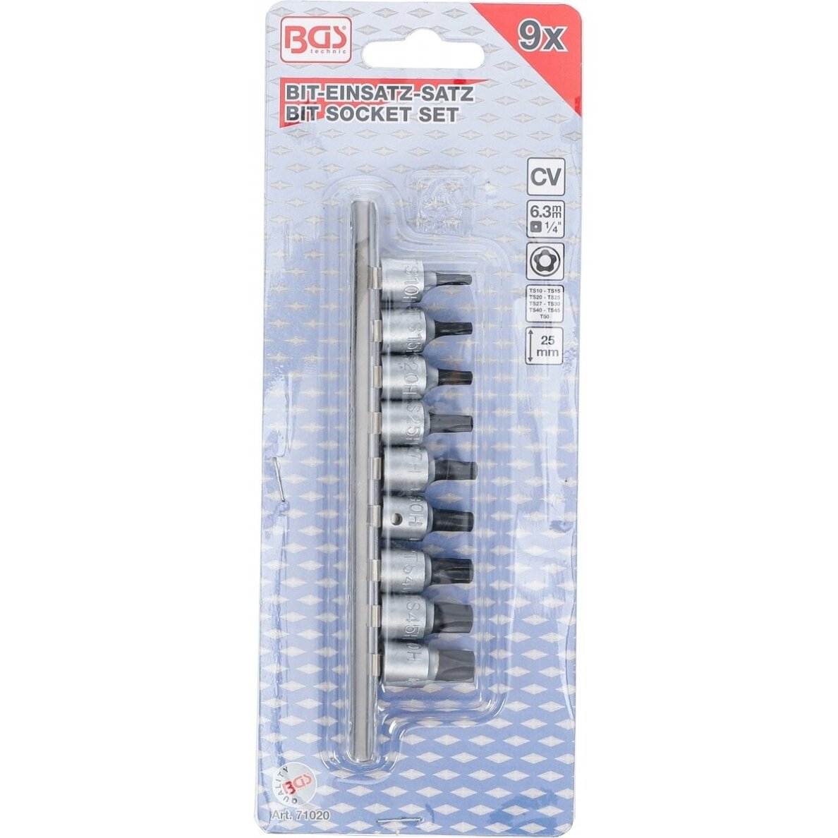 Antgalių rinkinys 6,3 mm (1/4") TS-Star (Torx Plus) TS10 - TS50 9 vnt . 3 Antgalių rinkinys 6,3 mm (1/4") TS-Star (Torx Plus) TS10 - TS50 9 vnt . 3