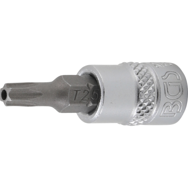 Antgalis įpresuotas į galvutę (1/4") T-star su skyle (Torx) T25