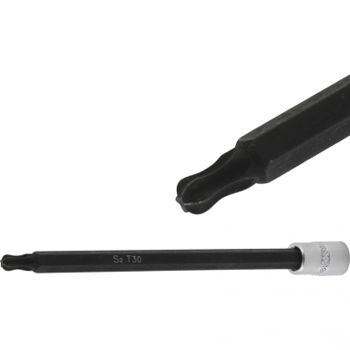 Antgalis įpresuotas į galvutę (1/4") T-Star (Torx) T30 šarnyrinis 130mm.