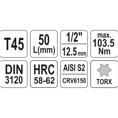 Antgalis įpresuotas į galvutę 1/2", T45 x 55mm 2
