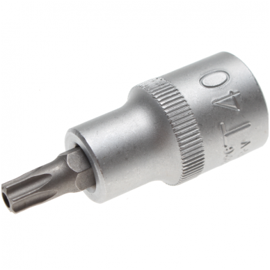 Antgalis įpresuotas į galvutę 12,5mm (1/2") T-Star su skyle (Torx) T40 Antgalis įpresuotas į galvutę 12,5mm (1/2") T-Star su skyle (Torx) T40