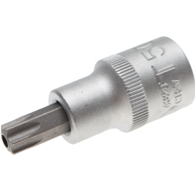 Antgalis įpresuotas į galvutę 12,5mm (1/2") T-Star su skyle (Torx) T50 Antgalis įpresuotas į galvutę 12,5mm (1/2") T-Star su skyle (Torx) T50