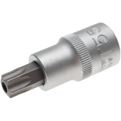 Antgalis įpresuotas į galvutę 12,5mm (1/2") T-Star su skyle (Torx) T55 Antgalis įpresuotas į galvutę 12,5mm (1/2") T-Star su skyle (Torx) T55