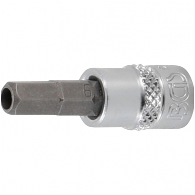 Antgalis įpresuotas į galvutę (1/4") hex šešiakampis su skyle 6mm. Antgalis įpresuotas į galvutę (1/4") hex šešiakampis su skyle 6mm.