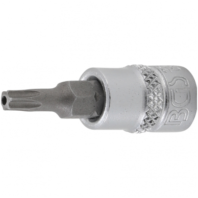 Antgalis įpresuotas į galvutę (1/4") T-star su skyle (Torx) T20 Antgalis įpresuotas į galvutę (1/4") T-star su skyle (Torx) T20