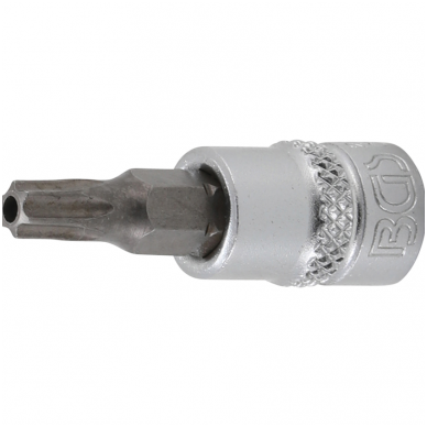Antgalis įpresuotas į galvutę (1/4") T-star su skyle (Torx) T27 Antgalis įpresuotas į galvutę (1/4") T-star su skyle (Torx) T27