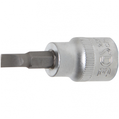 Antgalis įpresuotas į galvutę (3/8") Plokščias SL 5.5mm. Antgalis įpresuotas į galvutę (3/8") Plokščias SL 5.5mm.