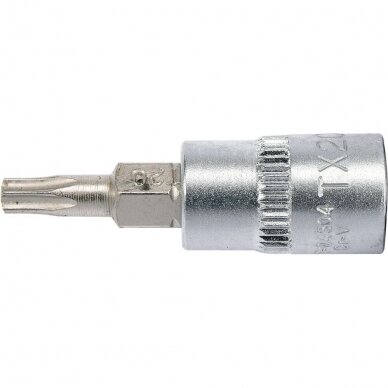 Antgalis įpresuotas į galvutę 6.3mm. (1/4") T-Star (Torx) T20 1 Antgalis įpresuotas į galvutę 6.3mm. (1/4") T-Star (Torx) T20 1