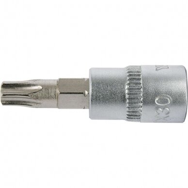 Antgalis įpresuotas į galvutę 6.3mm. (1/4") T-Star (Torx) T30 1 Antgalis įpresuotas į galvutę 6.3mm. (1/4") T-Star (Torx) T30 1