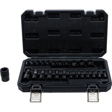 Antgalių ir galvučių rinkinys 6.3 mm (1/4"), 10 mm. (3/8"), 12.5 mm (1/2")  E-Star / T-Star (Torx)  25 vnt. 1