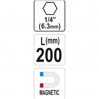 Antgalių laikiklis magnetinis ilgas 1/4", 200 mm 2