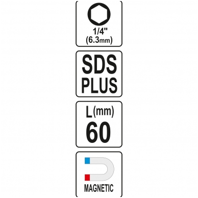 Antgalių laikiklis SDS -vidinis šešiakampis 6,3 mm - 60 mm 4