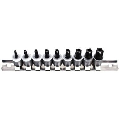 Antgalių rinkinys 1/4", 9 vnt. 5-kampės žvaigždutės 1 Antgalių rinkinys 1/4", 9 vnt. 5-kampės žvaigždutės 1