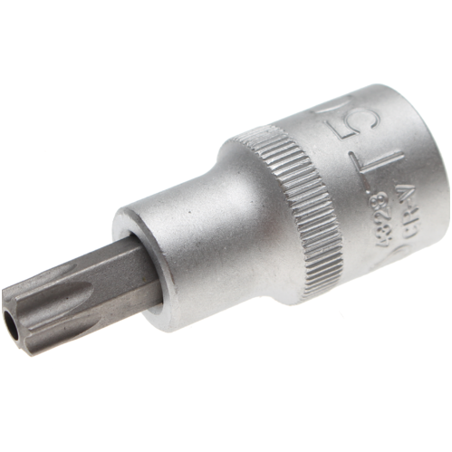 Antgalis įpresuotas į galvutę 12,5mm (1/2") T-Star su skyle (Torx) T50 Antgalis įpresuotas į galvutę 12,5mm (1/2") T-Star su skyle (Torx) T50