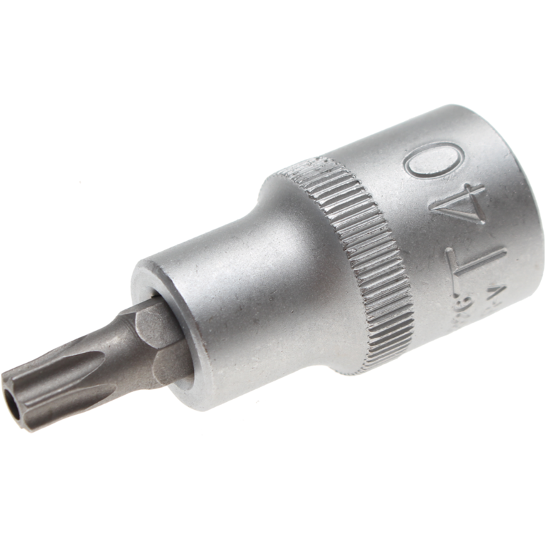 Antgalis įpresuotas į galvutę 12,5mm (1/2") T-Star su skyle (Torx) T40 Antgalis įpresuotas į galvutę 12,5mm (1/2") T-Star su skyle (Torx) T40