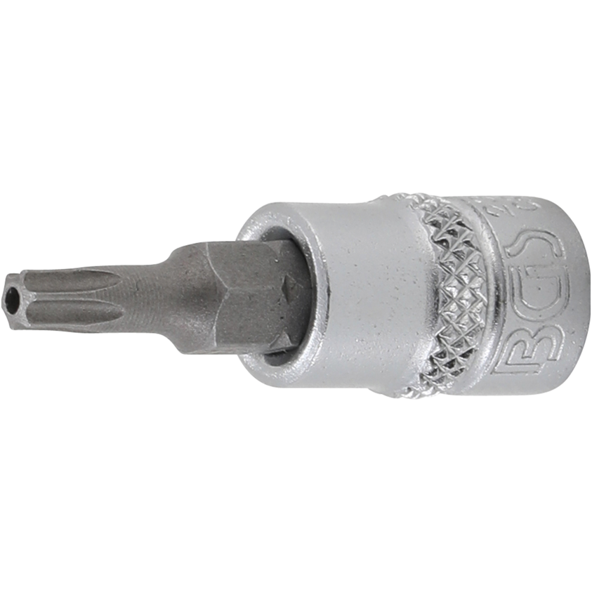 Antgalis įpresuotas į galvutę (1/4") T-star su skyle (Torx) T20