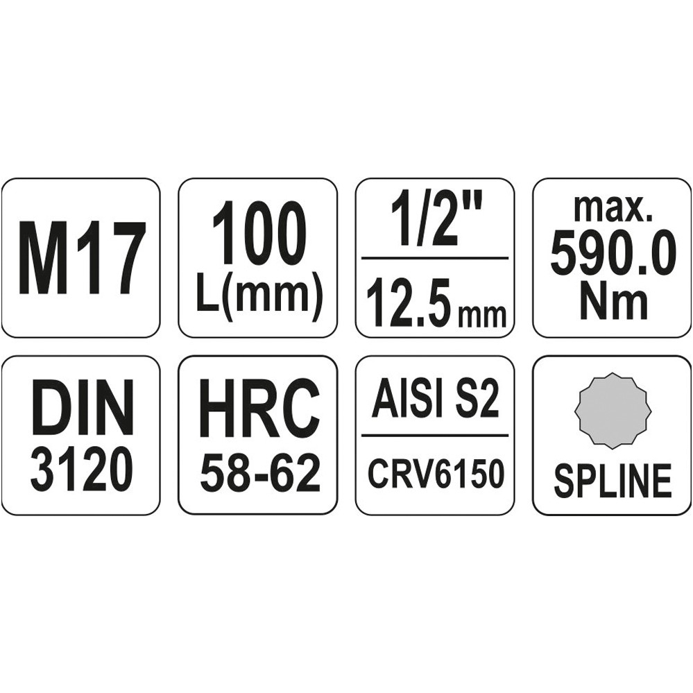 Antgalis įpresuotas į galvutę 1/2", M17 x 100mm. 1 Antgalis įpresuotas į galvutę 1/2", M17 x 100mm. 1