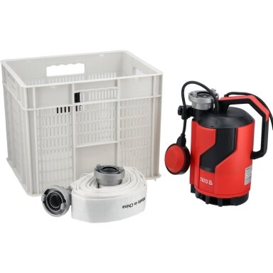 Apsaugos nuo potvynių / potvynių likvidavimo rinkinys panardinamas vandens siurblys 750 W. 12000 l/val.  10 m.  žarna