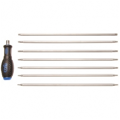 Atsuktuvų rinkinys su keičiamomis mentėmis T-Star (Torx) / TS profilis ("Torx Plus") 8vnt. 1 Atsuktuvų rinkinys su keičiamomis mentėmis T-Star (Torx) / TS profilis ("Torx Plus") 8vnt. 1