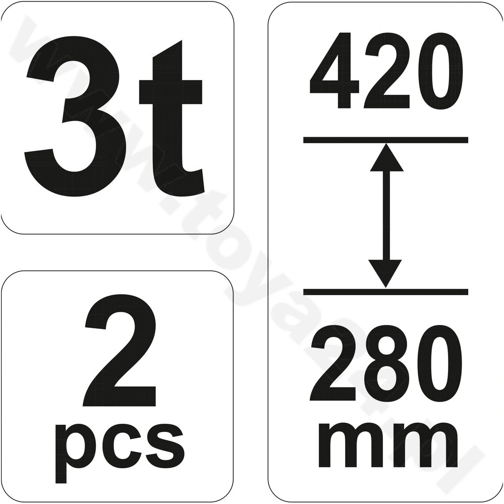 Atramų komplektas 2 vnt. 280-420 mm. 3T 2 Atramų komplektas 2 vnt. 280-420 mm. 3T 2