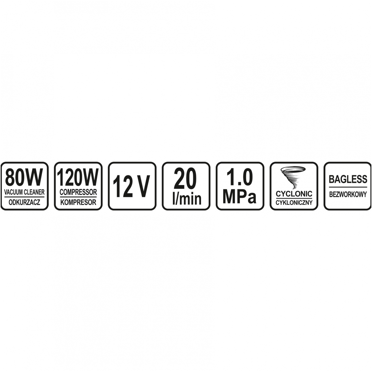 Automobilinis dulkių siurblys su kompresoriu 12V 80W 12